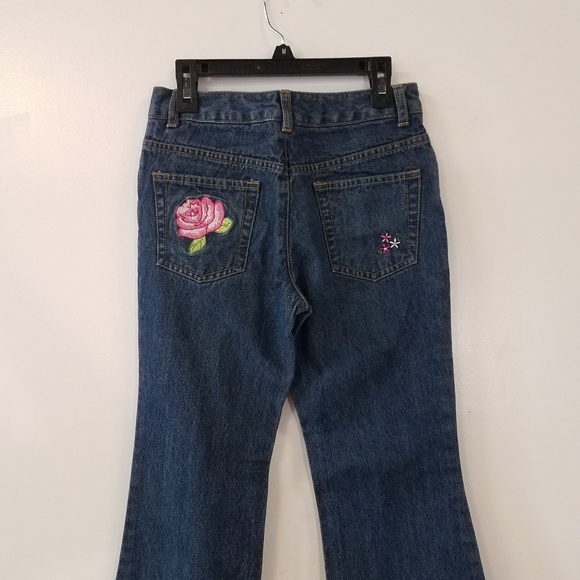 Lands End Bootcut Embroidered Rose Jeans Girls 10 - Picture 3 of 8